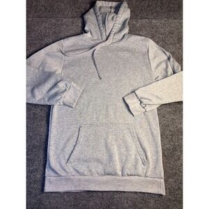Real Essentials Hoodie Men S Heather Gray Fleece Lined Kangaroo Pockets Pullover